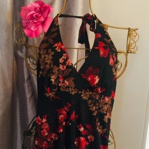 Misses designer halter dress chiffon h/low club